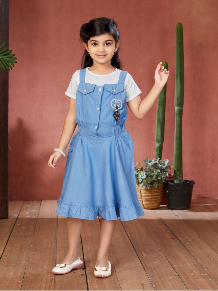     			Aarika Blue Denim Girls Fit And Flare Dress ( Pack of 1 )