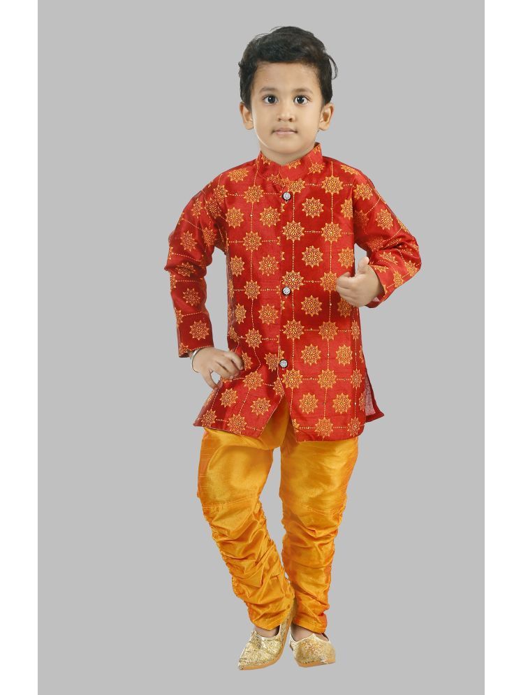     			Coxxup Red Silk Blend Boys Sherwani ( Pack of 1 )