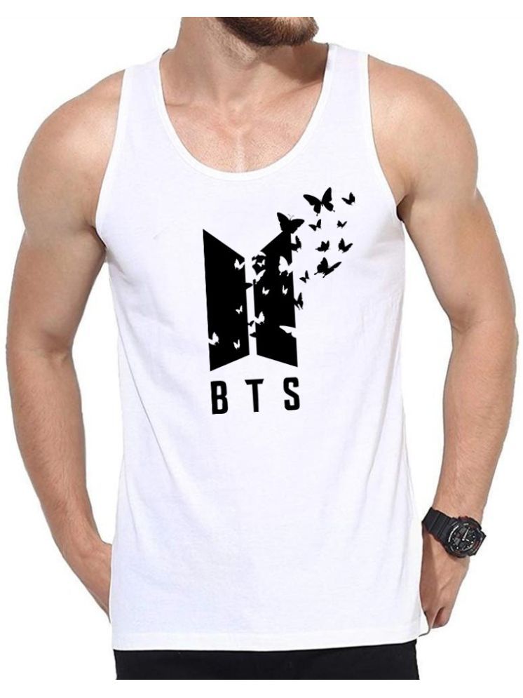     			EDApparels Polyester Men's Vest ( White ) Printed Gym Vest