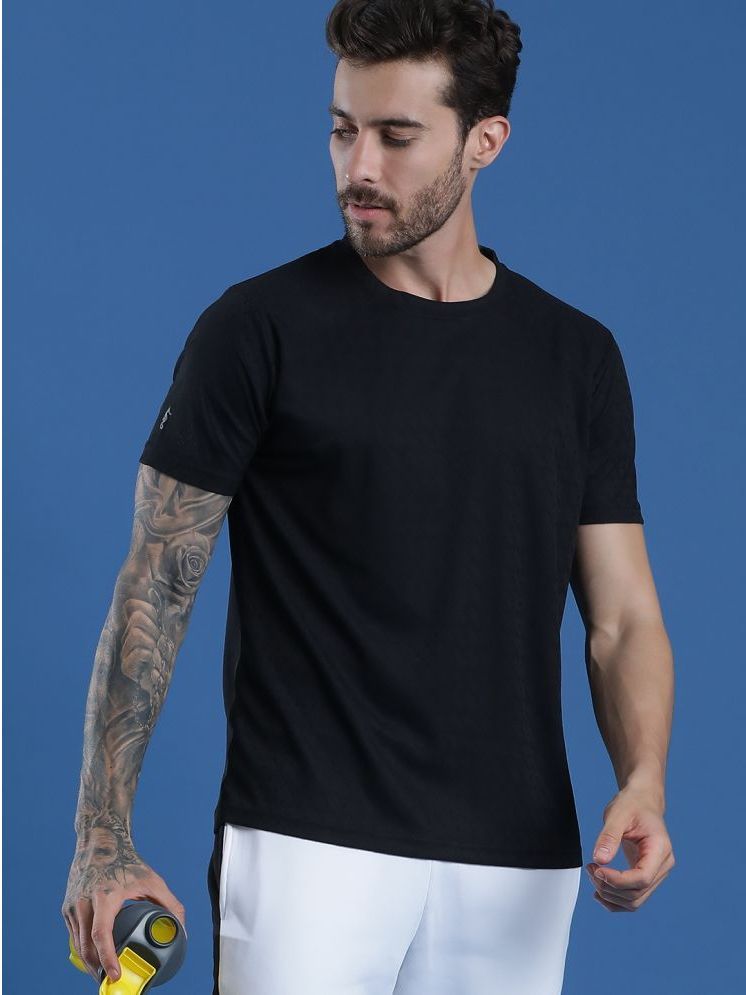     			EPPE Pack of 1 Polyester Slim Fit Men's T-Shirt ( Black )