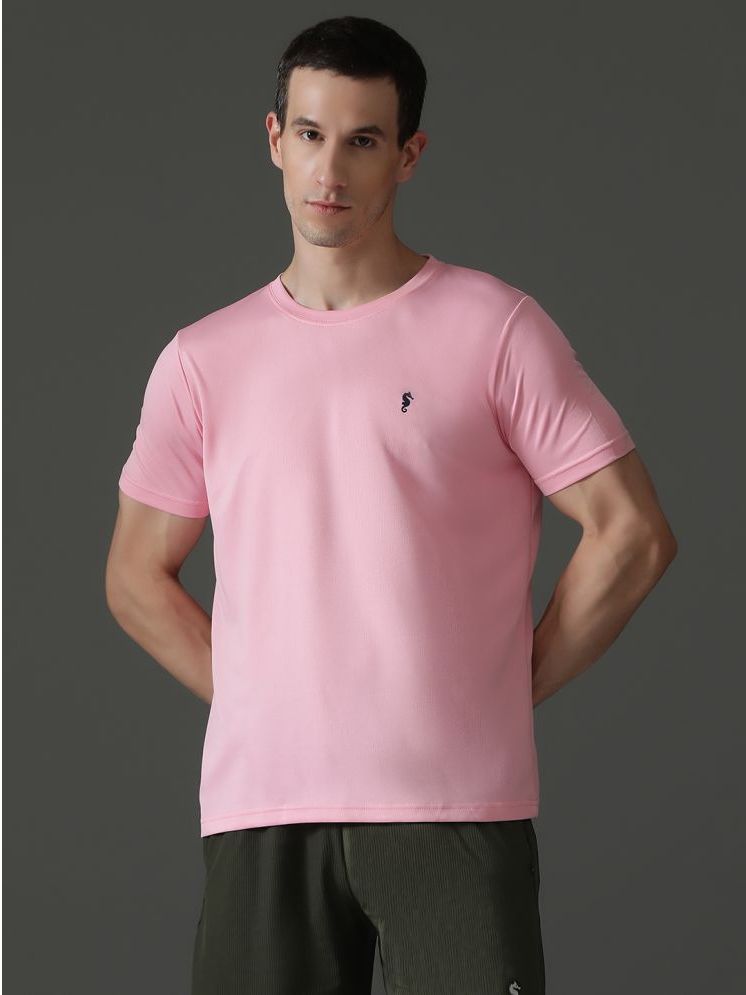     			EPPE Polyester Regular Fit Solid Half Sleeves Men's Round T-Shirt - Pink ( Pack of 1 )