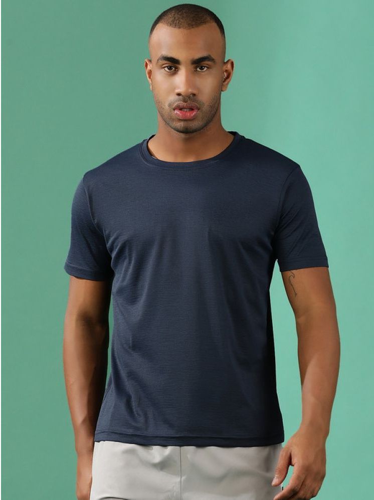     			EPPE Polyester Slim Fit Self Design Half Sleeves Men's Round T-Shirt - Navy Blue ( Pack of 1 )