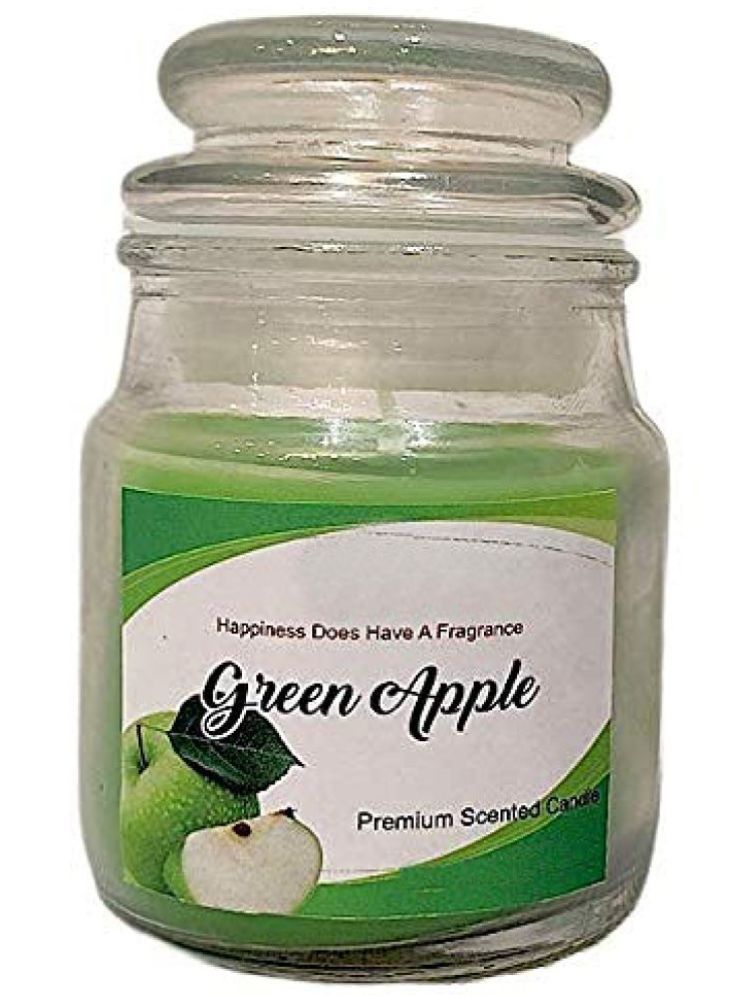     			Floish Green Fruit Jar Candle 9 cm ( Pack of 1 )