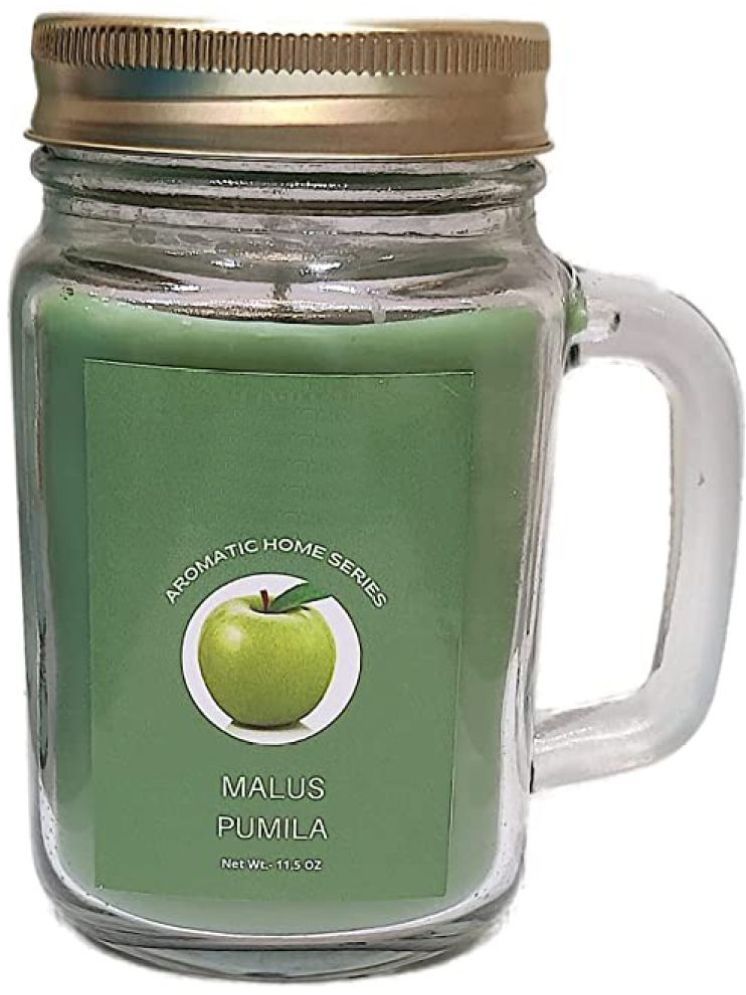     			Floish Green Fruit Jar Candle 13.5 cm ( Pack of 1 )