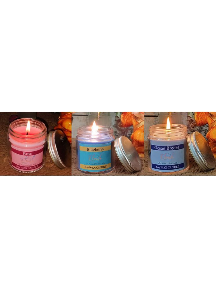     			Floish Multicolour Aromatherapy Jar Candle 6.4 cm ( Pack of 3 )