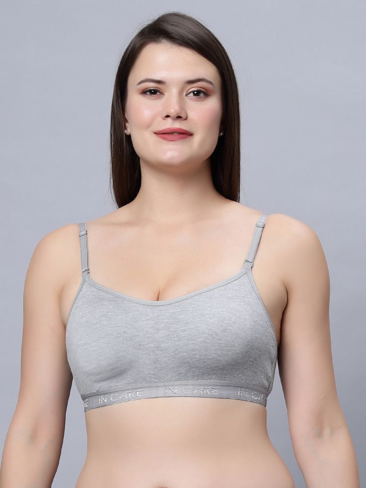     			IN CARE LINGERIE Grey Melange Cotton Blend Non Padded Women's Cami bra ( Pack of 1 )