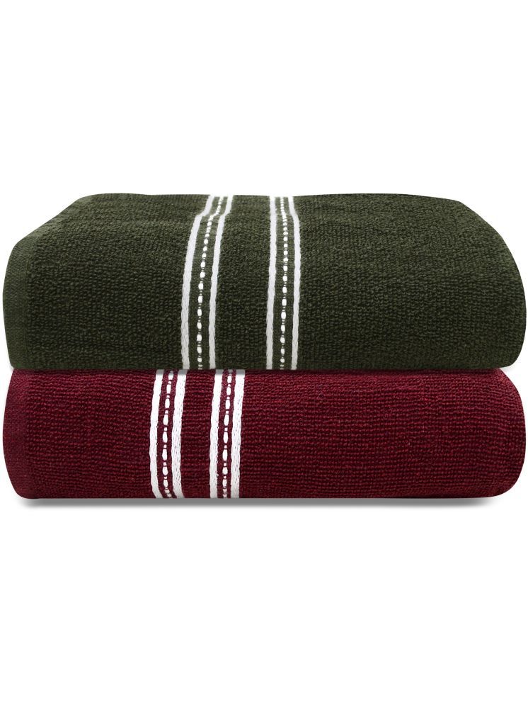     			LADLI JEE Cotton Striped 400 -GSM Bath Towel ( Pack of 2 ) - Green