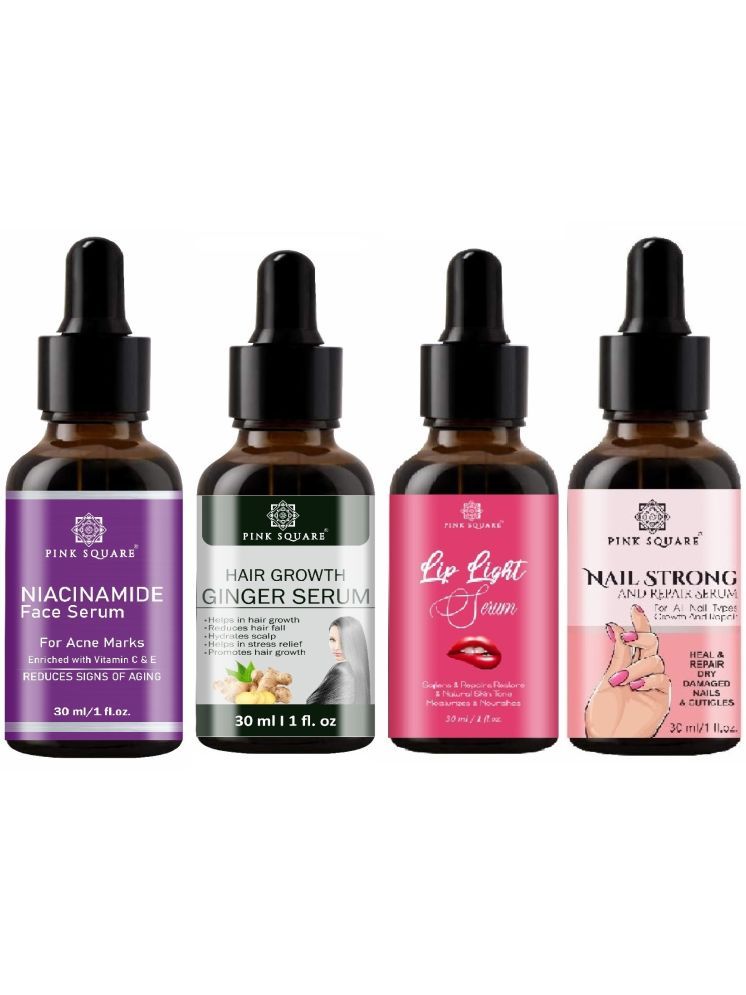     			Niacinamide Face Serum, Hair Growth Ginger Serum, Lip Light Serum & Nail Strong and Repair Serum (Each,30ml) Combo of 4