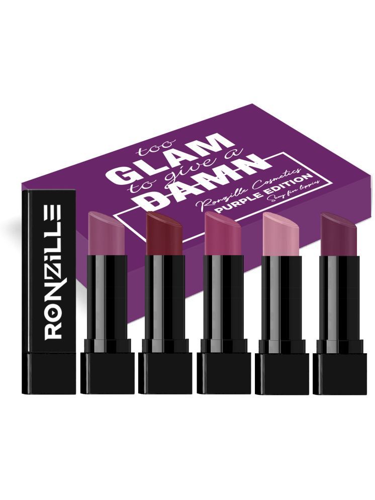     			Ronzille Set Of 5 Too Glam To Give A Damn Long Stay Matte Lipstick - 6G - Purple Edition