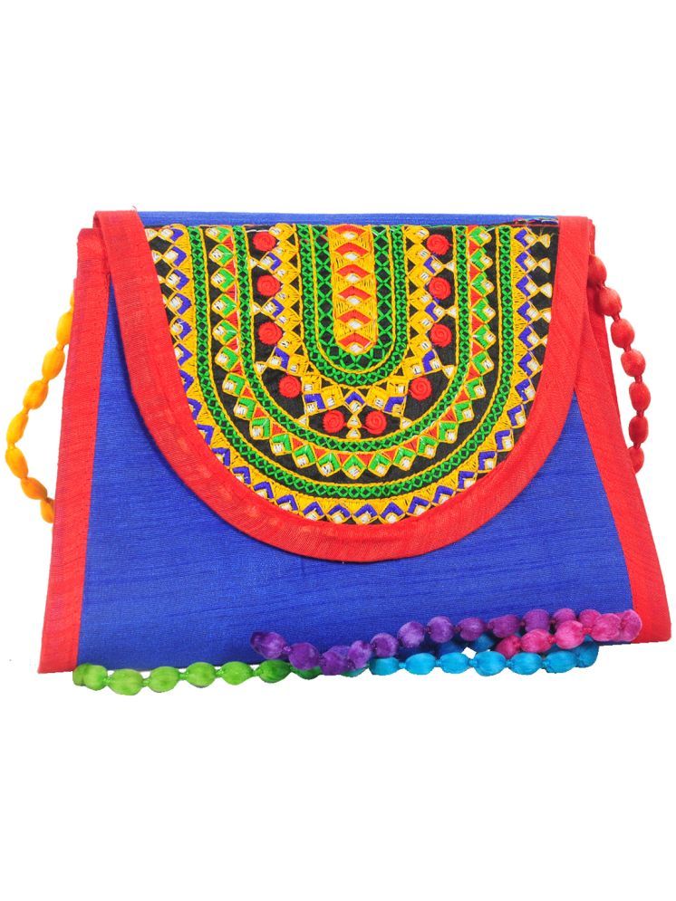     			Sunvika House Blue Cotton Sling Bag