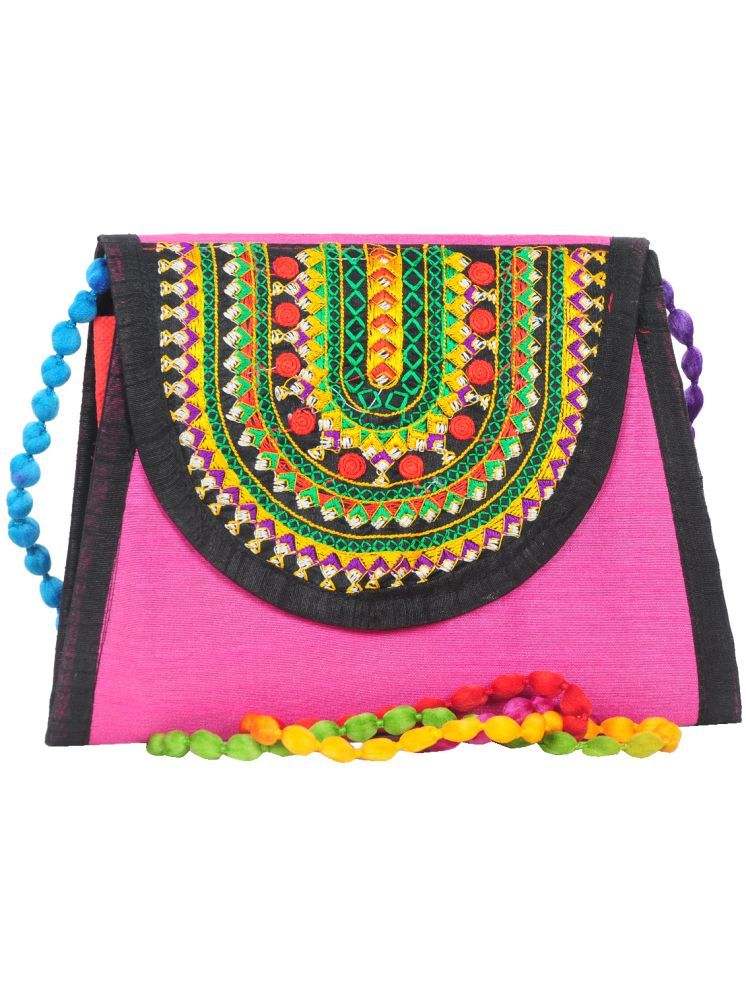     			Sunvika House Pink Cotton Sling Bag