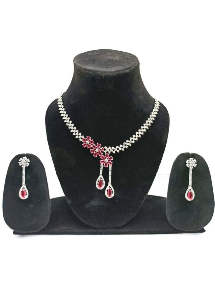     			Unicorn Red Metal Necklace Set ( Pack of 1 )