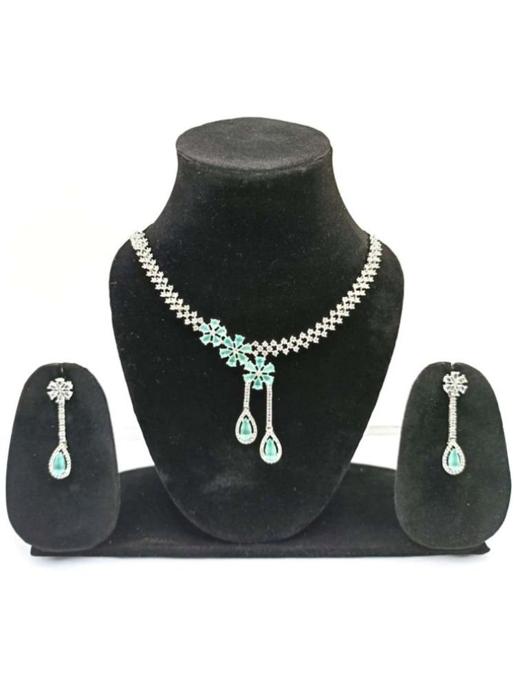     			Unicorn Sea Green Metal Necklace Set ( Pack of 1 )