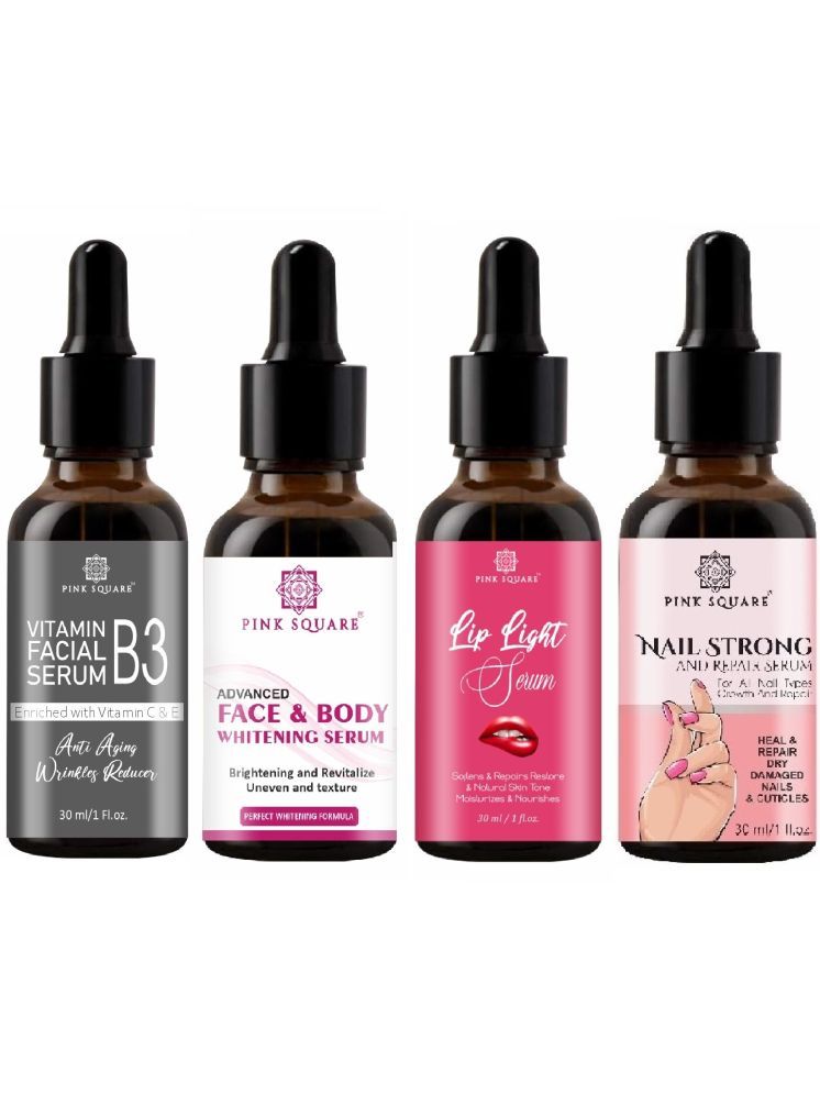     			Vitamin B3 Face Serum, Face and Body Whitening Serum, Lip Light Serum & Nail Strong and Repair Serum (Each,30ml) Combo of 4