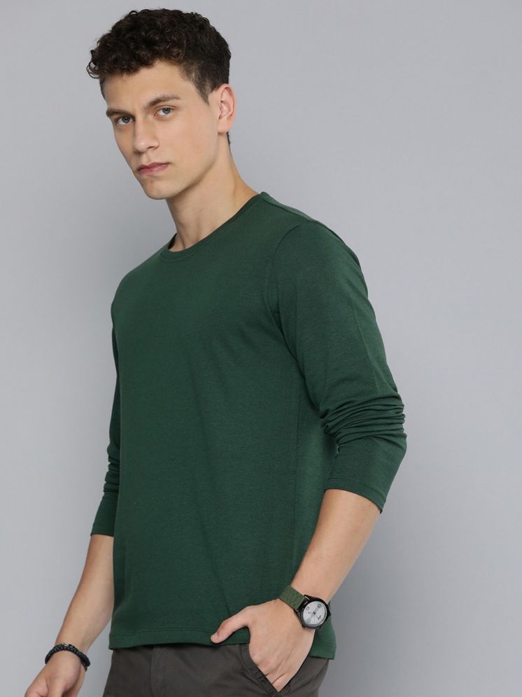     			curvy comfort Cotton Blend Regular Fit Solid Full Sleeves Men's Round T-Shirt - Green ( Pack of 1 )