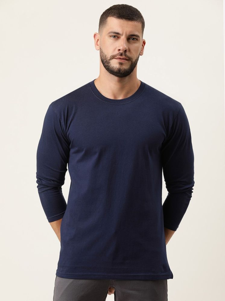     			curvy comfort Cotton Blend Regular Fit Solid Full Sleeves Men's Round T-Shirt - Navy ( Pack of 1 )