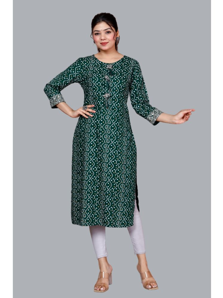     			miravan Rayon Embroidered Straight Women's Kurti - Green ( Pack of 1 )