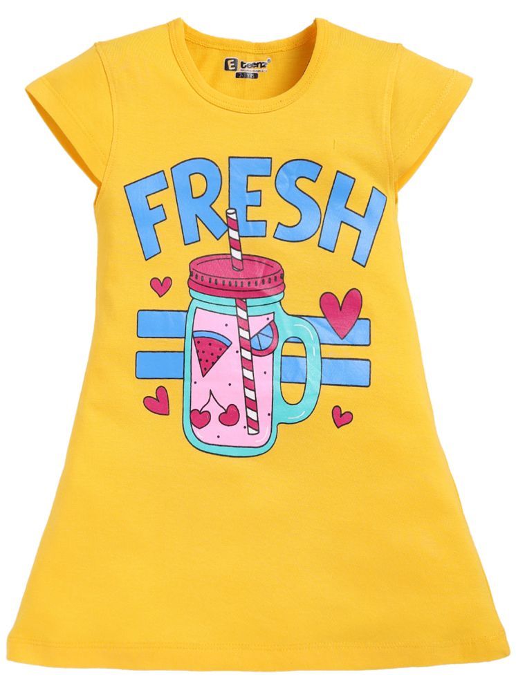     			Eteenz Yellow Cotton Girls T-shirt Dress ( Pack of 1 )