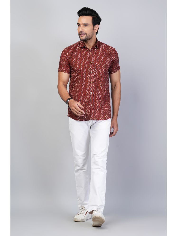     			JC4U 100% Cotton Regular Fit Printed Half Sleeves Men's Casual Shirt - Maroon ( Pack of 1 )