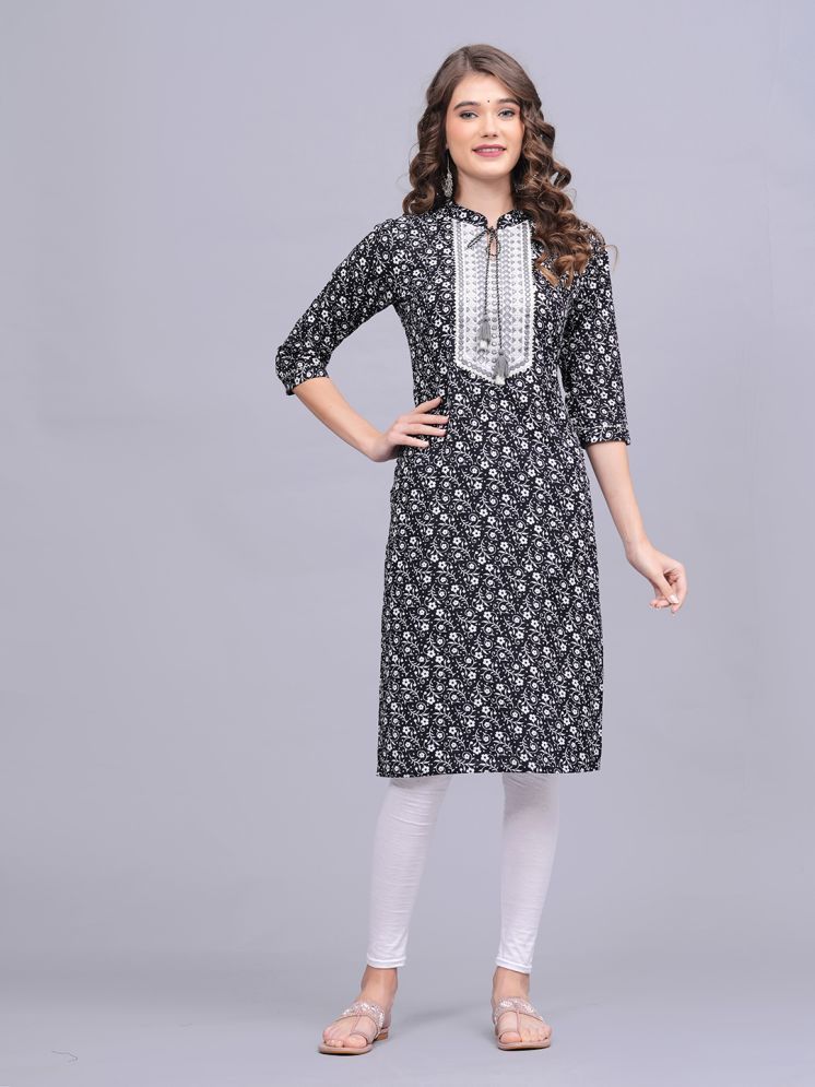     			Jyoti Cotton Printed Straight Women's Kurti - Black ( Pack of 1 )