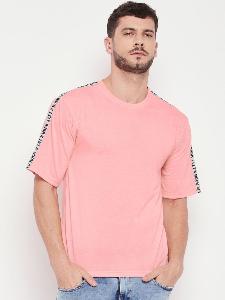     			AUSTIN WOOD Cotton Blend Oversized Fit Printed Half Sleeves Men's Round T-Shirt - Pink ( Pack of 1 )