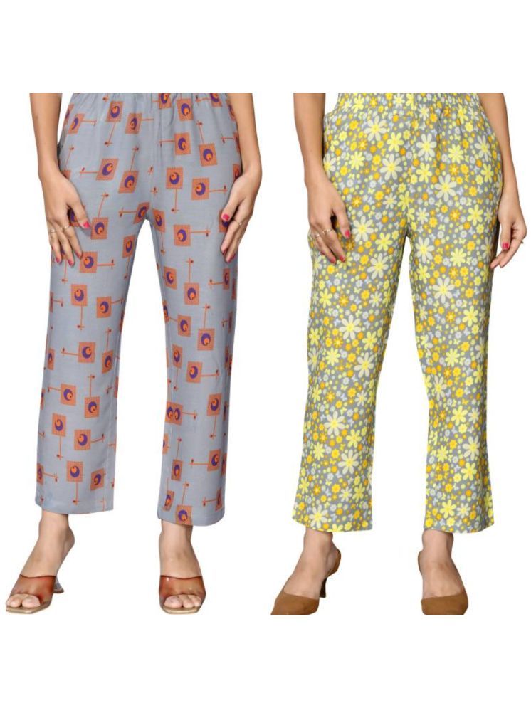     			Anjir Multi Color Rayon Women's Nightwear Pajamas ( Pack of 2 )