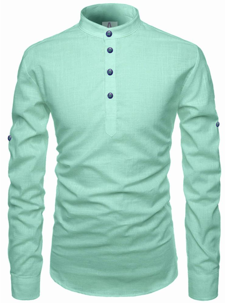     			Apektra Light Green Cotton Men's Shirt Style Kurta ( Pack of 1 )