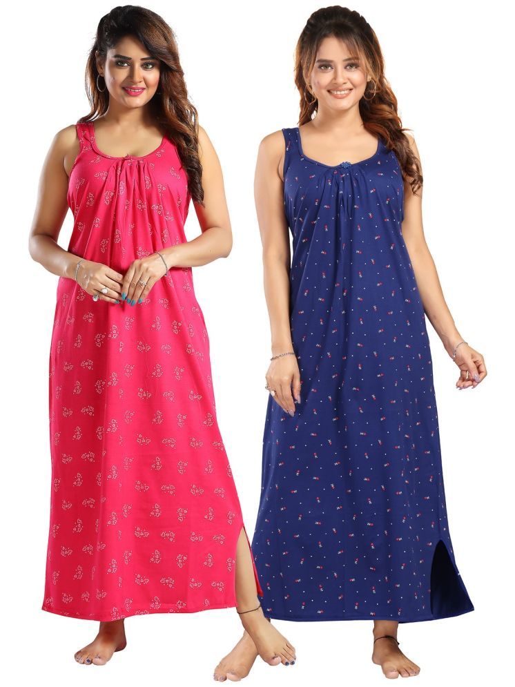     			Cinco Multicolor Cotton Blend Women's Nightwear Nighty & Night Gowns ( Pack of 2 )