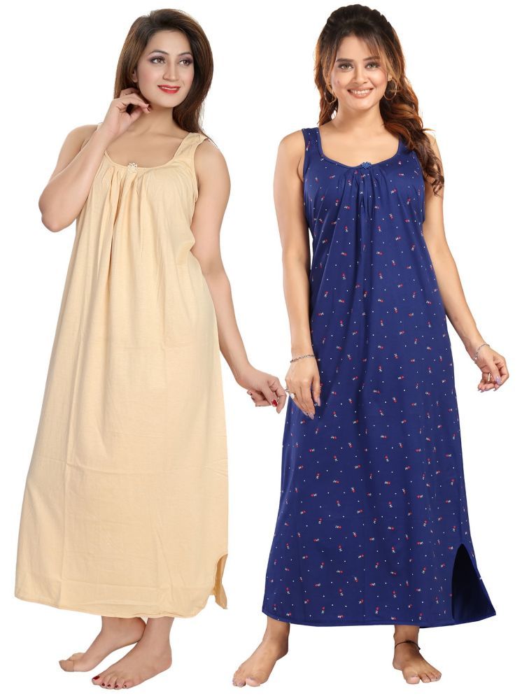     			Cinco Multicolor Cotton Blend Women's Nightwear Nighty & Night Gowns ( Pack of 2 )