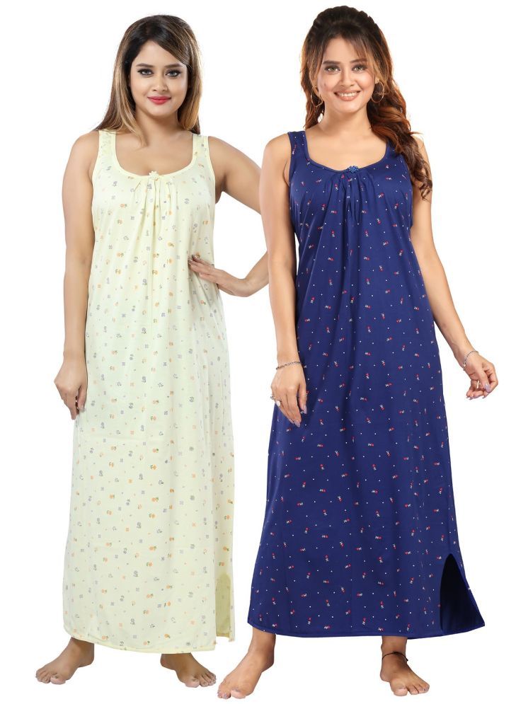     			Cinco Multicolor Cotton Blend Women's Nightwear Nighty & Night Gowns ( Pack of 2 )