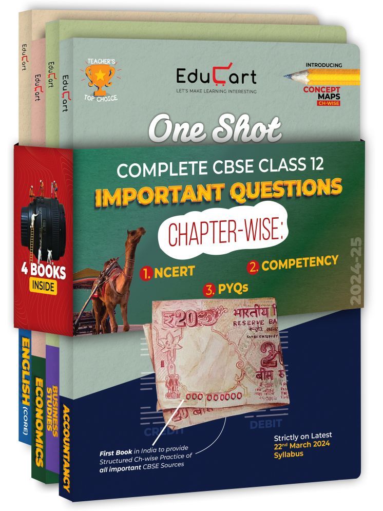     			Educart CBSE Class 12 One Shot Question Bank 2024-25 Accountancy, Business Studies, Economics and English (Updated for 2025 Exam) 4 Book Bundle