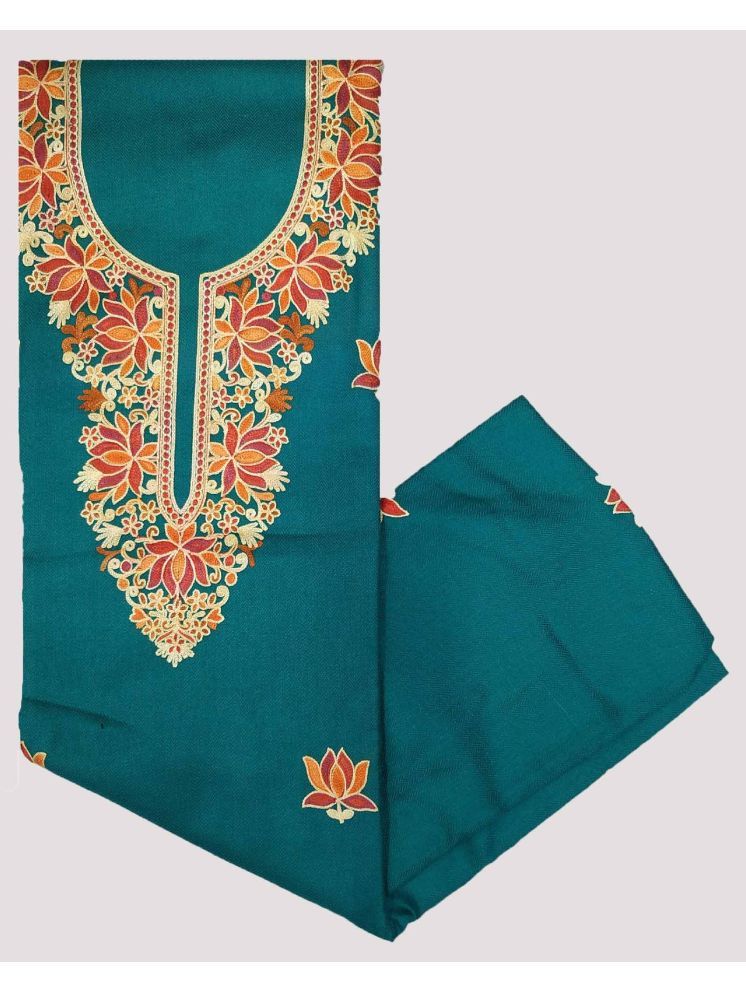     			KASHMIRI Unstitched Woollen Embroidered Dress Material - Blue ( Pack of 1 )