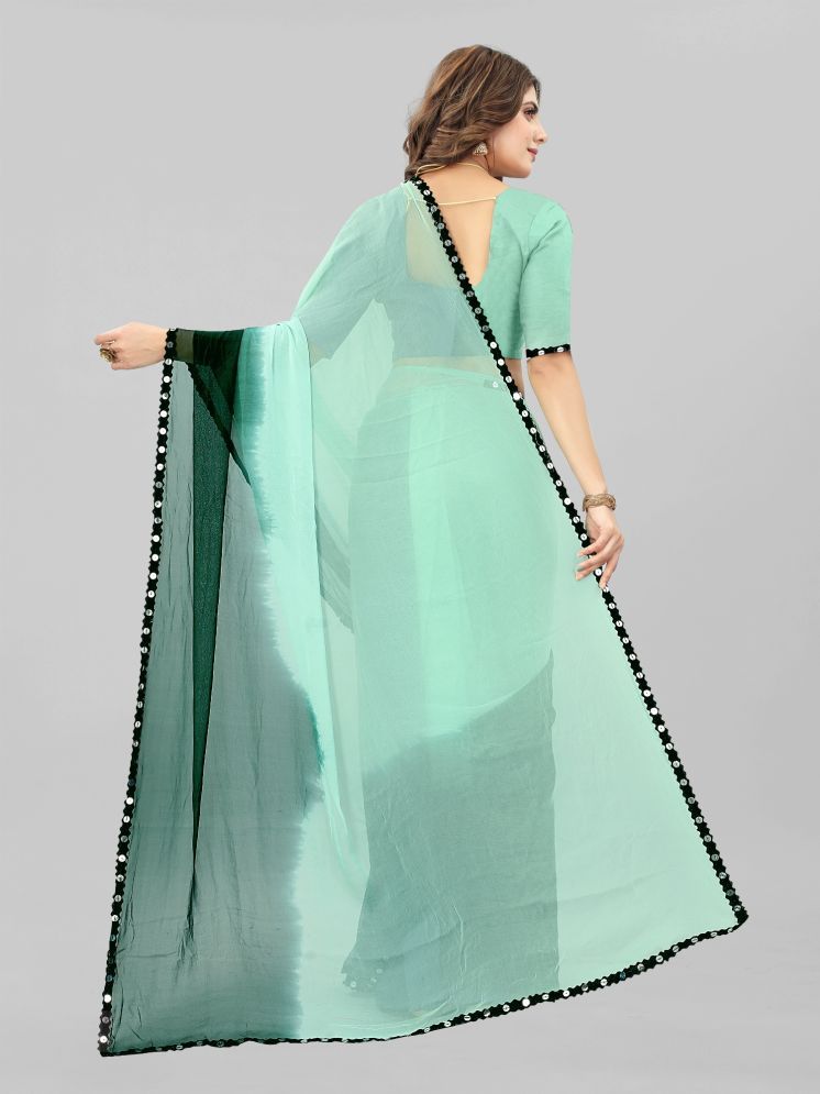     			Lady Shopi Georgette Embellished Saree With Blouse Piece - Mint Green ( Pack of 1 )