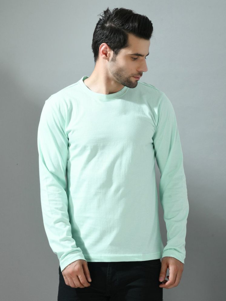     			PLUS PARADISE Cotton Blend Regular Fit Solid Full Sleeves Men's Round T-Shirt - Sea Green ( Pack of 1 )