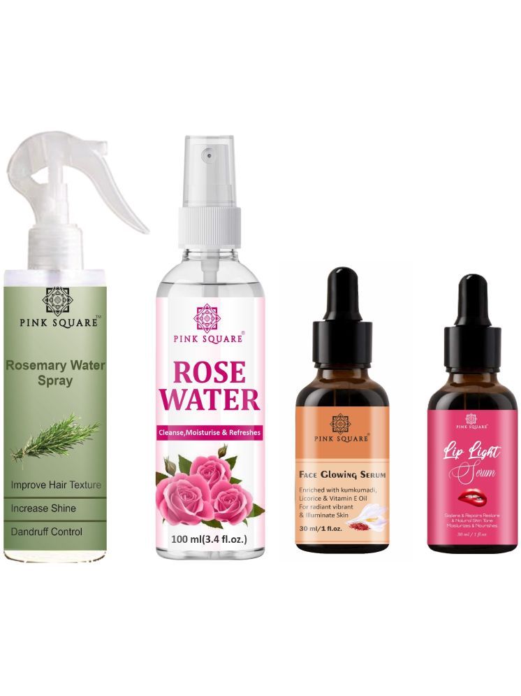     			Rosemary Water Hair Spray100ml, Hydrating Fresh Rose water 100ml, Face Glowing Skin Serum 30ml & Lip light Serum 30ml Combo 4