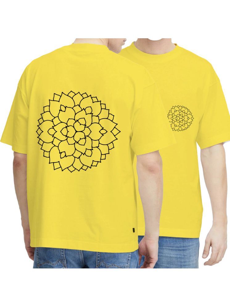     			VM SHOPPING MALL Polyester Regular Fit Printed Half Sleeves Men's Round T-Shirt - Yellow ( Pack of 1 )