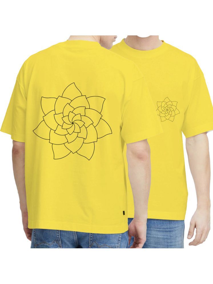     			VM SHOPPING MALL Polyester Regular Fit Printed Half Sleeves Men's Round T-Shirt - Yellow ( Pack of 1 )