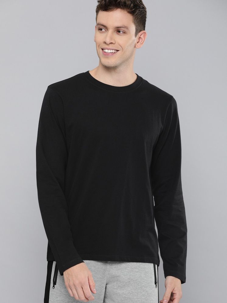     			plusperfaction Cotton Blend Regular Fit Solid Full Sleeves Men's Round T-Shirt - Black ( Pack of 1 )