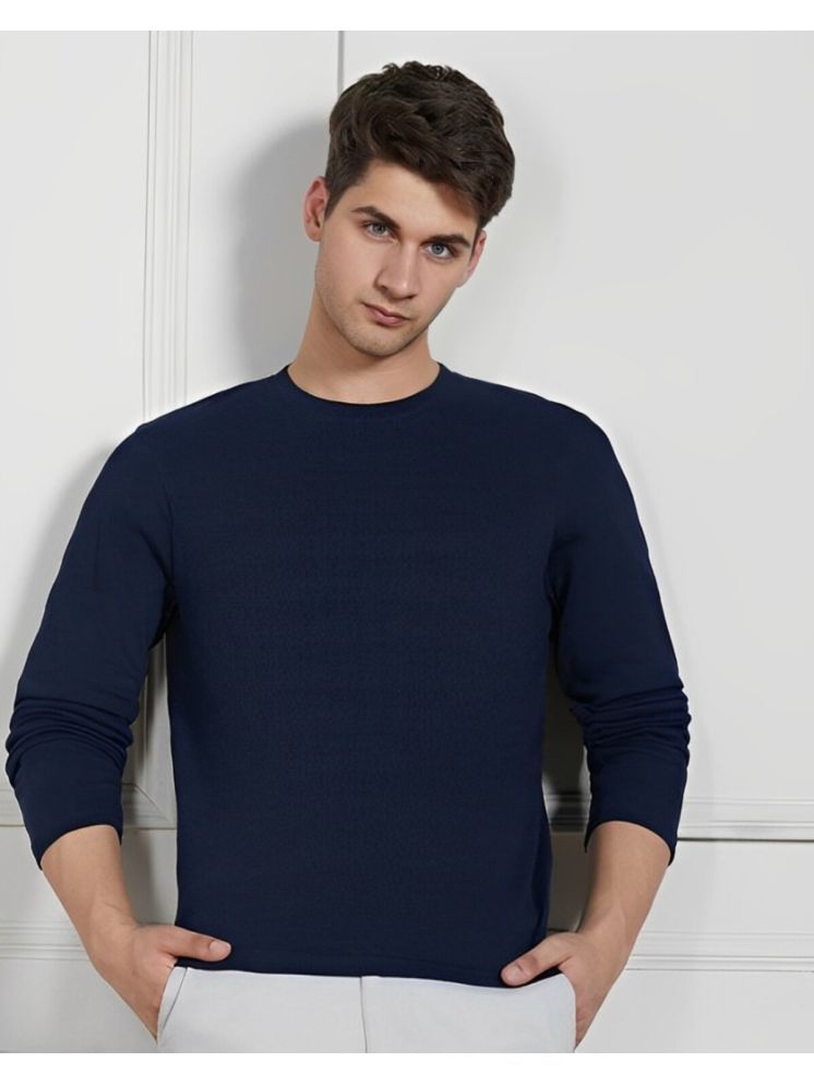     			plusperfaction Cotton Blend Regular Fit Solid Full Sleeves Men's Round T-Shirt - Navy ( Pack of 1 )