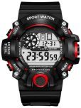 Rhonium Black PU Digital Men's Watch