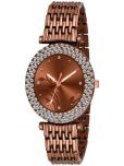 Rhonium Brown Metal Analog Womens Watch