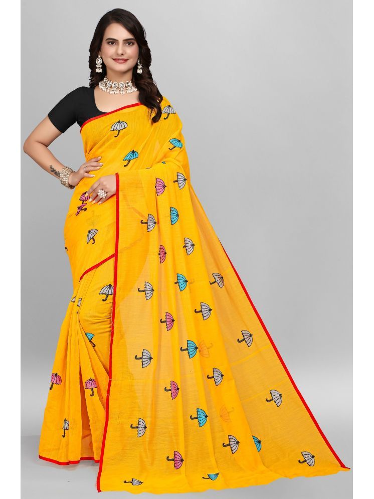     			A TO Z CART Chanderi Embroidered Saree With Blouse Piece - Yellow ( Pack of 1 )