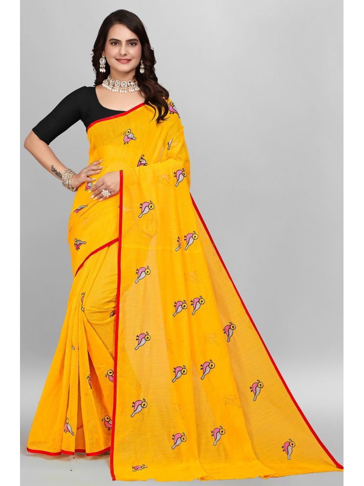     			A TO Z CART Chanderi Embroidered Saree With Blouse Piece - Yellow ( Pack of 1 )