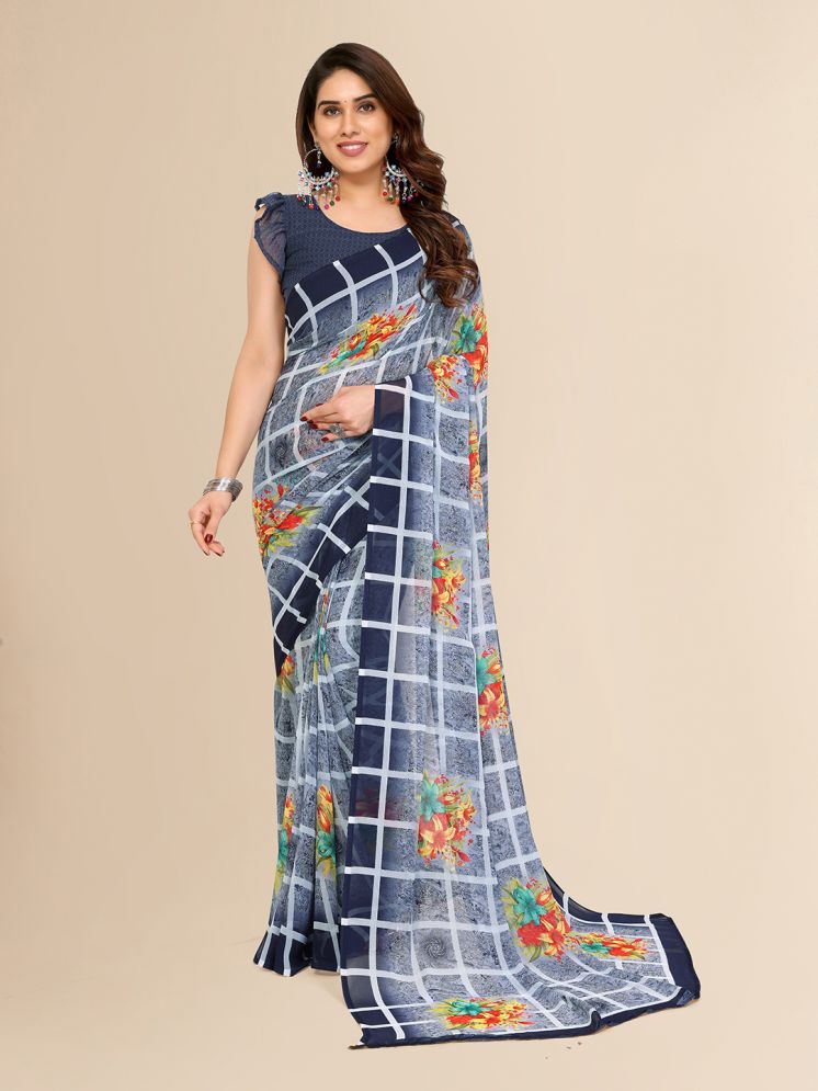     			ANAND SAREES Georgette Printed Saree With Blouse Piece - Grey ( Pack of 1 )