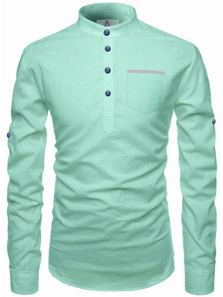     			Apektra Light Green Cotton Men's Shirt Style Kurta ( Pack of 1 )