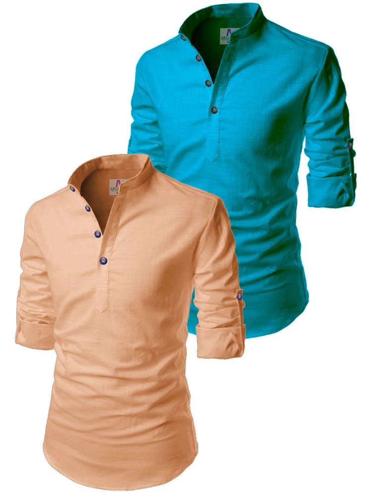     			Apektra Orange Cotton Blend Men's Regular Kurta ( Pack of 2 )