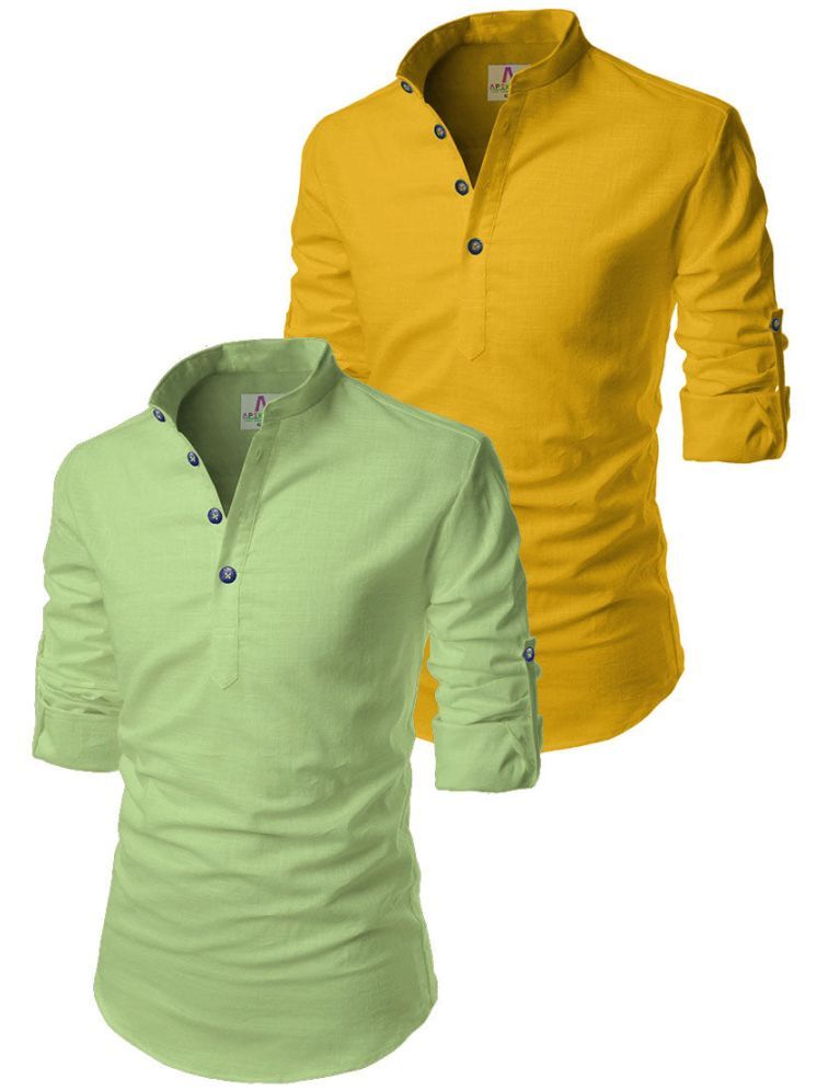     			Apektra Yellow Cotton Blend Men's Regular Kurta ( Pack of 2 )