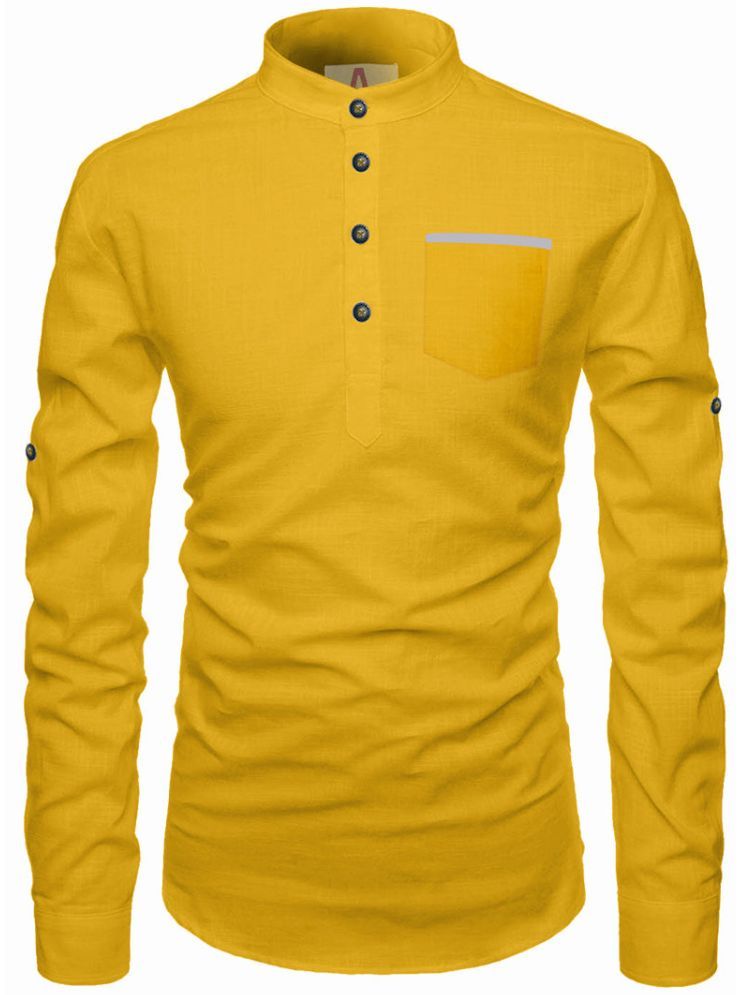     			Apektra Yellow Cotton Men's Shirt Style Kurta ( Pack of 1 )