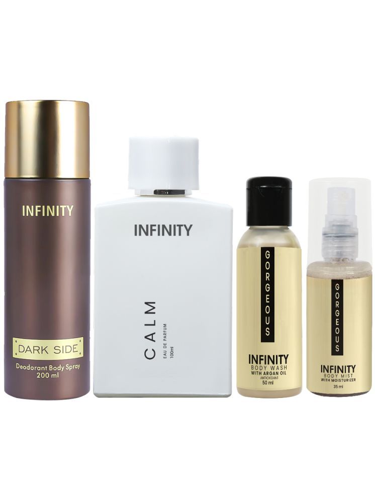     			Infinity Calm Perfume, Dark Side Deodorant, Gorgeous Body Wash & Gorgeous Body Mist Pack of 4