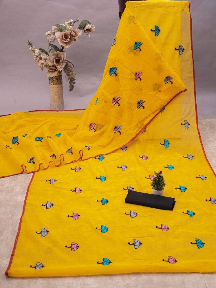     			JULEE Chanderi Embroidered Saree With Blouse Piece - Yellow ( Pack of 1 )